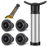 Abeillo Vinsparpump med 4 st vinflaskproppar, återanvändbar vakuum vinpump med silikon vinkorkar, vinkonserveringsverktyg för att hålla vinet fräscht