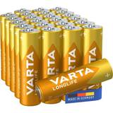 Varta Longlife AA batterier. 2750mAh LR6 Standardbatterier. 24 stk.
