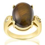Gold Plated Genuine Oval Tiger Eye Ring - T