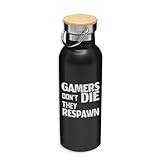 Gamers Don_t Die They Respawn Gaming Life Eco Thermos, rostfritt stål, isolerad flaska, bambulock