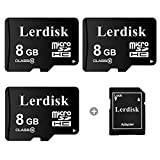 Lerdisk Factory Wholesale 3-pack Micro SD-kort 8 GB U1 C10 UHS-I MicroSDHC i bulk producerad av 3C Group auktoriserad licens (8 GB)