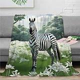 Zebra filt sängkläder 3D-tryckt djurtema flanell plysch gåvor mjuk mysig fluffig för pojkar flickor hela säsongen soffa soffa soffa 50 x 60 tum (127 x 152 cm)
