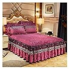 Sängkjol 3 st bäddset lyxiga mjuka sängkläder upphöjd sängkappa justerbara linnelakan drottning king size skydd med örngott kapplakan (färg: bönpasta, storlek: 3 st 200 x 220 cm)