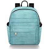 Blå träland miniryggsäck för kvinnor flickor tonåring, liten mode ryggsäck handväska resa vardaglig lätt dagväska, Blue Wood Stripe, 8.26(L) X 4.72(W) X 9.84(H) inch