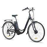 HILAND 28 tums stadscyklar, 7-växlad Shimano-drive stadscykel, 700c cykel för män kvinnor, med bagagehållare, svart