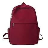 SUKORI Ryggsäck För Kvinnor 1pc Female Pack Nylon Women Laptop Backpack Bagpack Shoulder Back Bag Style Solid Color Backpacks for Bookbag (Color : Red)