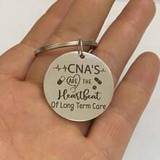 SHEIN 1/5/8 Pieces Stainless Steel Keychain, Nurse Day Gift Keychain, Meaningful Words "CNA Is The Heartbeat Of Long-Term Care" Graduation Birthday Gift