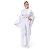 Lixinya Star Wars Padme Amidala-outfit, prinsessklänning, cosplaykostym för halloween och karneval (vit 2, storlek XL)
