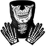 Dödskallemask och skeletthandskar halloweentillbehör - skeletttryck halloweenmask med skeletthandskar vuxenstorlek - dödskalle balaclava halloweenmasker för män spöke ansiktsmask skelett händer handskar