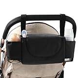 Barnvagnsväska, buggy organizer väska med isolerad mugghållare axelrem, universell bärbar förvaring barnvagnsväskor 3 bäralternativ