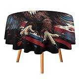 Retro amerikansk flagga skallig örn rund bordsduk vattentät bordsduk polyester bordsskydd för middag utomhus fest picknick 152 x 152 cm