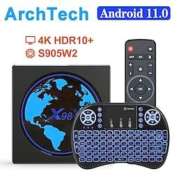 Smart TV Box 4+64GB 3D 4K@30fps Haute Résolution RK3318 CPU Bluetooth 4.1 et connexion Ethernet 100M Boîtes TV Support WiFi 2.4GHz/5.0GHz Android 10.0 TV Box 
