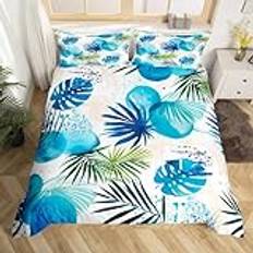 Homemissing Palmträd tryck sängkläder påslakanset enkel storlek palmblad sängkläder set för barn, pojkar, flickor, Memphis geometriskt täcke, överkast, överdrag, sovrum, sängkläder