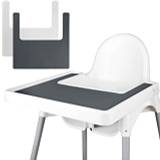 Bordstablett för barnstol, 2 hållbara för IKEA barnstolsmatta, ren och hygienisk, lämplig för IKEA Antilop Highchai, för småbarn och bebisar (grå och vit)