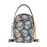 Marinblå Golden Retriever hund kvinnors crossbody handväskor med dragkedja, vardaglig läder mobiltelefon handväska crossbody väskor för damer, Flerfärgad, en storlek
