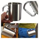 1pc Outdoor Mountaineering Buckle Water Cup, 220ml Travel And Camping Portable Cup, Stainless Steel 201 Material
