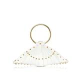 White Leather Shell Bag w/Studs…