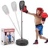KOMFOTTEU Punchingboll, stående låda, justerbar höjd, 95–126 cm, stående boxningshandskar, boxningsset, stående boxningssäck för barn över 3 år
