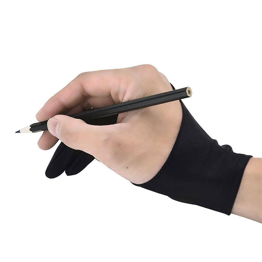 3PC Two Finger Anti-fouling Glove Drawing & Pen Graphic Tablet Pad  Artist Black 