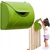 GigiToys® brevlåda leksak | postlåda plast | 250 x 226 x 135 mm | barnleksaker | utomhus | för barn lekhus | + byggsats | för lekplatsen hemma | limegrön