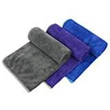 VIVOTE Microfiber Gym Towels Sports Fitness Workout Sweat Towel Super Absorbent 3 Pack 33 x 74 cm Grey+dark Blue+purple …