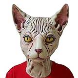 Hworks Monster katt partymask latex djur huvudbonad cosplay kostym rekvisita för halloween