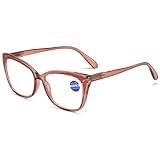 Vevesmundo Läsglasögon för kvinnor, blåljusfilter, kattögon, design, stort, modernt fjädergångjärn, antiblåljus, läshjälpmedel, synhjälp, glasögon, 1 st rosa läsglasögon, 2.25