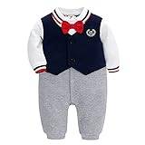 Famuka baby Dopkläder Suit Sparkbyxor dop bröllop baby kläder outfit baby jumpsuit Baby pojke (3 månader, Marinblå)