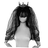 COLLBATH spets slöja för barn halloween costume halloween kostym halloween dräkt bröllopsklänning barnslöja brudklänning tiara svart slöja för fotografering dubbelt lager huvudbonader