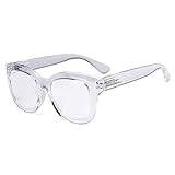 Eyekepper Överdimensionerade läsglasögon – retro läsglasögon för kvinnor som läser, Grå, +1.25