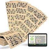 DECEVI Återanvändbara 90 bollar lax stansade bingokort + gratis online bingospel | Unreped kartonger | Brädspel, familjespel, jul (600)