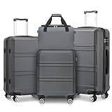 Kono Resväska uppsättning av 4 delar handbagage/medium/stor resväska hårt skal lätt vagn med TSA-lås rese Luggae med Ryanair handkabinväska, Grå, 4 Piece Sets, Bagageset