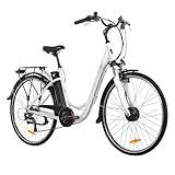 HILAND 28 tums stadscyklar, 7-växlad Shimano-drive stadscykel, 700c cykel för män kvinnor, med bagagehållare, vit