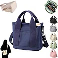 SZTYZ Misawa Shinichiro Bag,Japanese Handmade Large Capacity Multi-Pocket Handbag,Women' Canvas Tote Bag with Zipper Canvas Tote Bags for School College Travel (Blue)