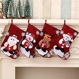 4 Pack Christmas Stocking 3D Large Santa, Santa, Snowman, Reindeer Christmas Stockings Fireplace Hanging Candy Bag for Family Christmas Decoration Xmas Character Holiday Party Decor