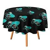 Blue Sloth Rides A Bike rund bordsduk vattentät bordsduk polyester bordsskydd för middag utomhus fest picknick 178 x 178 cm