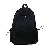 Roll Top Back ryggsäckar män skolryggsäck för kvinnor, avslappnad, för resor, skolväskor, 14-laptop ryggsäck för tonårsflickor, lätt ryggsäck, ryggsäckar för kvinnor sportig, svart, A