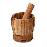 Pestle Mortar Set, Bamboo Natural Lightweight Pestle Mortar Set Durable, Long-Lasting Easy Cleaning Mixing Bowl,Ideal for Herbs, Spices, Ginger, Garlic Grinder Crusher