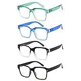 Eyekepper 4-pack överdimensionerade läsglasögon för kvinnor – stor ram läshjälp + 1,25