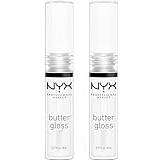 NYX Professional Makeup Genomskinlig läppglans, icke-klibbig, Pride Butter Gloss, Förpackning med 2