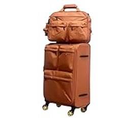 Handbagage 2-delad mjuksida lätt slitstark resväska med väska Tote Dubbla spinnerhjul TSA-lås 20/24/28-tum (Orange 28in)
