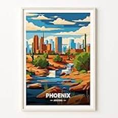 Phoenix reseaffisch, Arizona väggkonst, heminredning, present till reseentusiaster, ökenlandskap konstverk
