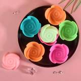 6pcs Non-stick Rose Silicone Baking Molds - Reusable And Easy To Clean