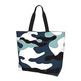 Marin kamouflage kvinnors axelväska shoppingväska, lämplig för daglig resa shopping, handväska artiklar förvaring, Svart, One Size