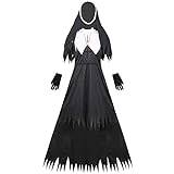YNIEIAA Karneval kostym dam, djävul, svart ängel, nunna, vampyrer, karnevaldräkt, badknapp outfait, damkläder 4 delar för karneval maskerad, fest, svart XL