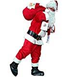 STTTBD Jultomten kostym cosplay röd lurvig lyxig sammet jultomte pappa kostym vuxen 11 st set unisex jul fest cosplay maskeraddräkt A, S