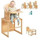 Funlio 3-i-1 Konverterbar barnstol av trä, premium barnstol i massivt trä för småbarn från 3–6 år, barnstol, gungstol och barnbordsstolsset för pojkar/flickor