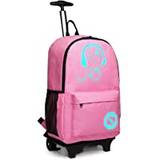 Kono Rullande ryggsäckar för barn, anime, lysande ryggsäck med hjul, vattentät kabinväska, 25 l, laptopryggsäck för tonåringar, pojkar, flickor, Rosa, 48x30x17 cm, vintage