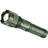 Helle LED-Taschenlampe - Armeegrün - 5 Modi - USB-C aufladbar - Inklusive wiederaufladbarem Akku - AAA-Batterie Backup - Zoomfunktion