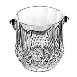 Home Glass Ice Bucket(1L),Water Drop Carved Ice Buckets,with Handle And Stainless Steel Tongs,This Beautiful Piece Is Ideal for Weddings,events,Parties